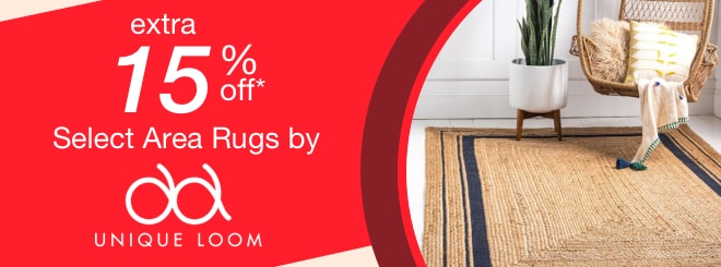 extra 15% off select Area Rugs by Unique Loom*