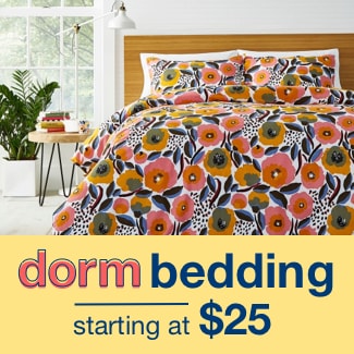 dorm bedding starting at $25