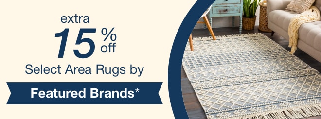 extra 15% off select Featured Brand Rugs*