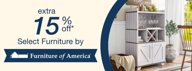 extra 15% off select Furniture by Furniture of America*