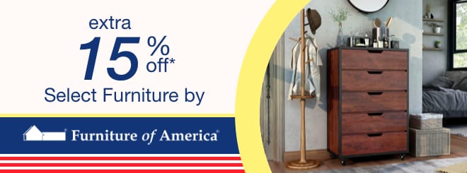 extra 15% off select Furniture by Furniture of America*