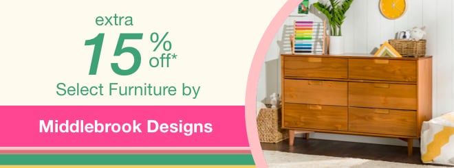 extra 15% off select Furniture by Middlebrook Designs*