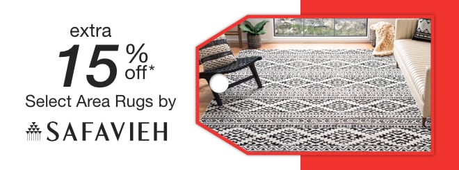 extra 15% off select Area Rugs by Safavieh*
