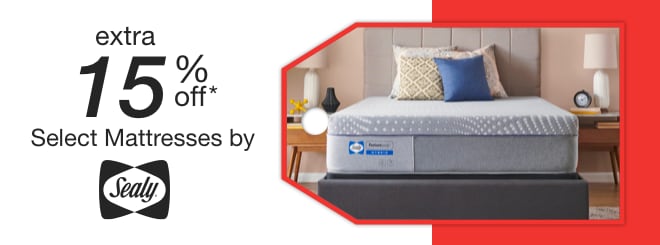 extra 15% off select Mattresses by Sealy*
