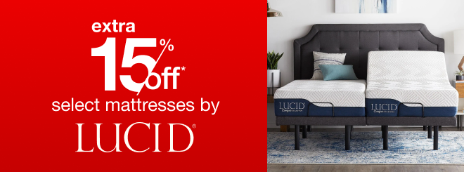 extra 15% off select mattresses by lucid*
