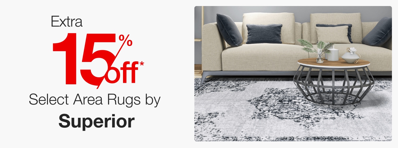 Extra 15% off Select Area Rugs by Superior*