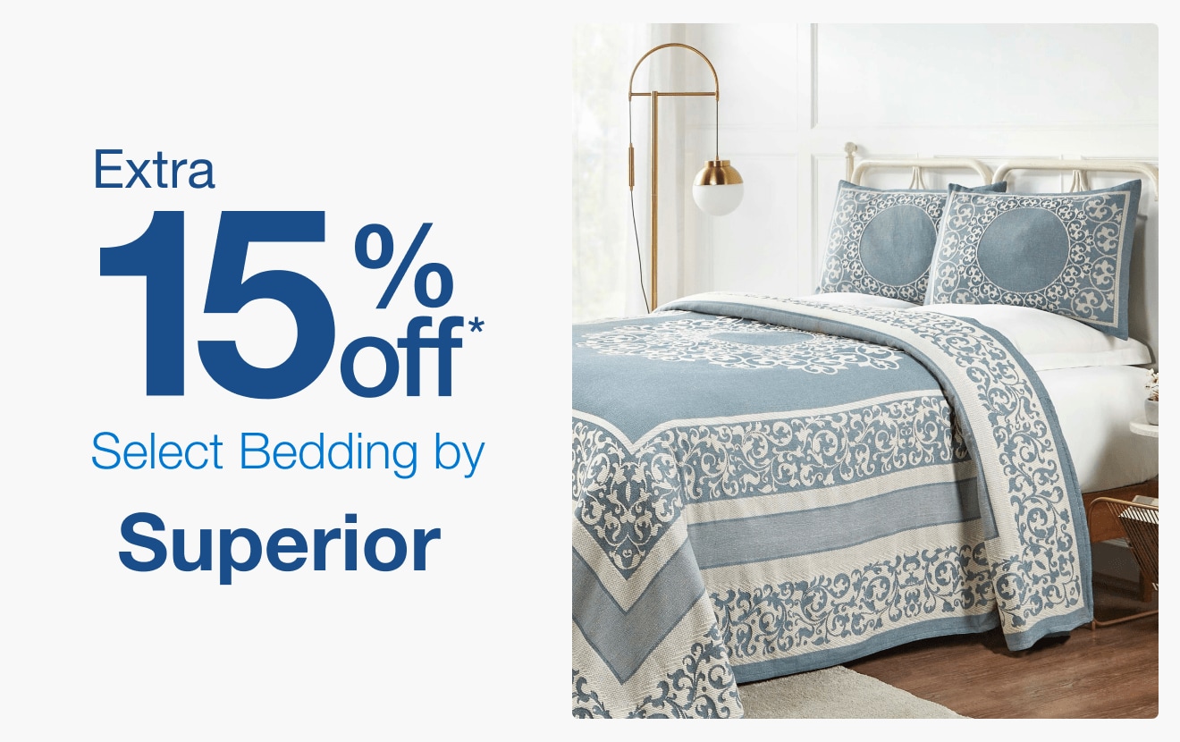 Extra 15% off select bedding by Superior