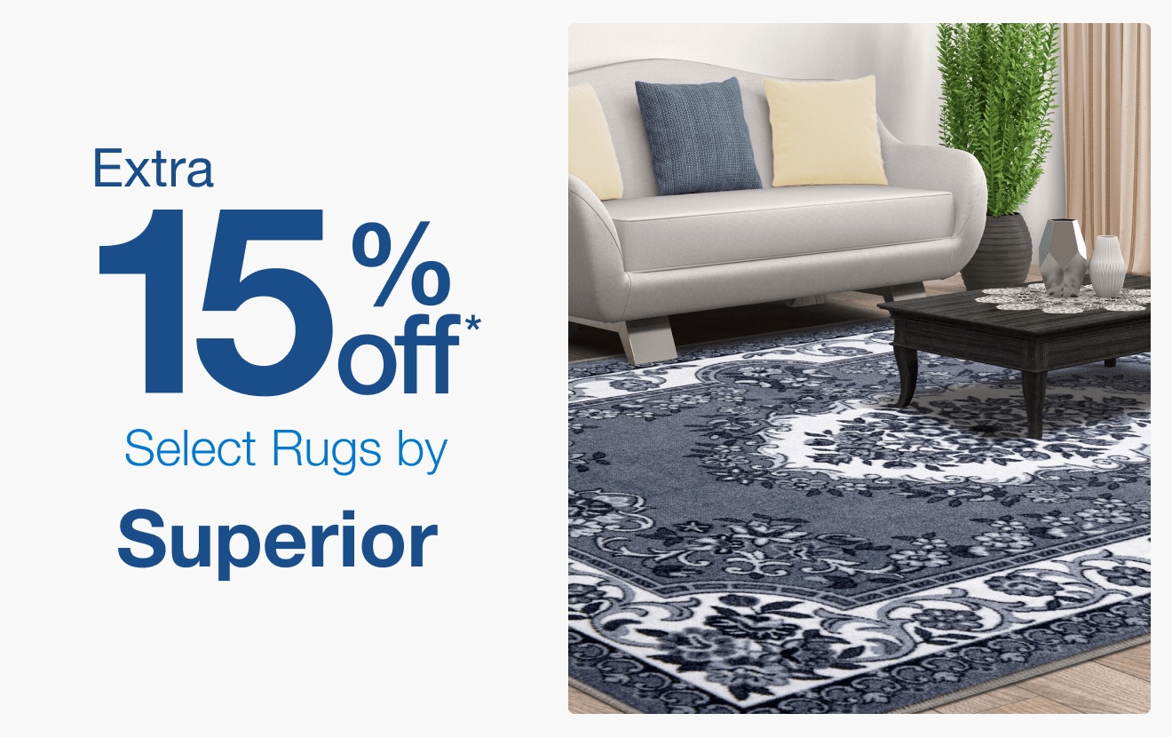 Extra 15% off Select Rugs by Superior*