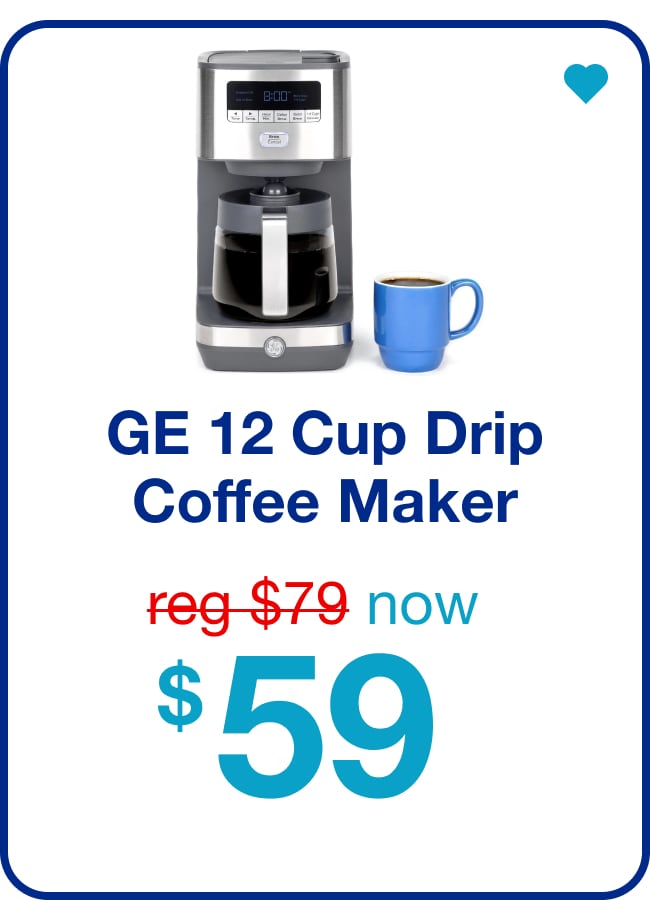 GE 12 Cup Drip Coffee Maker with Adjustable Keep Warm Plate