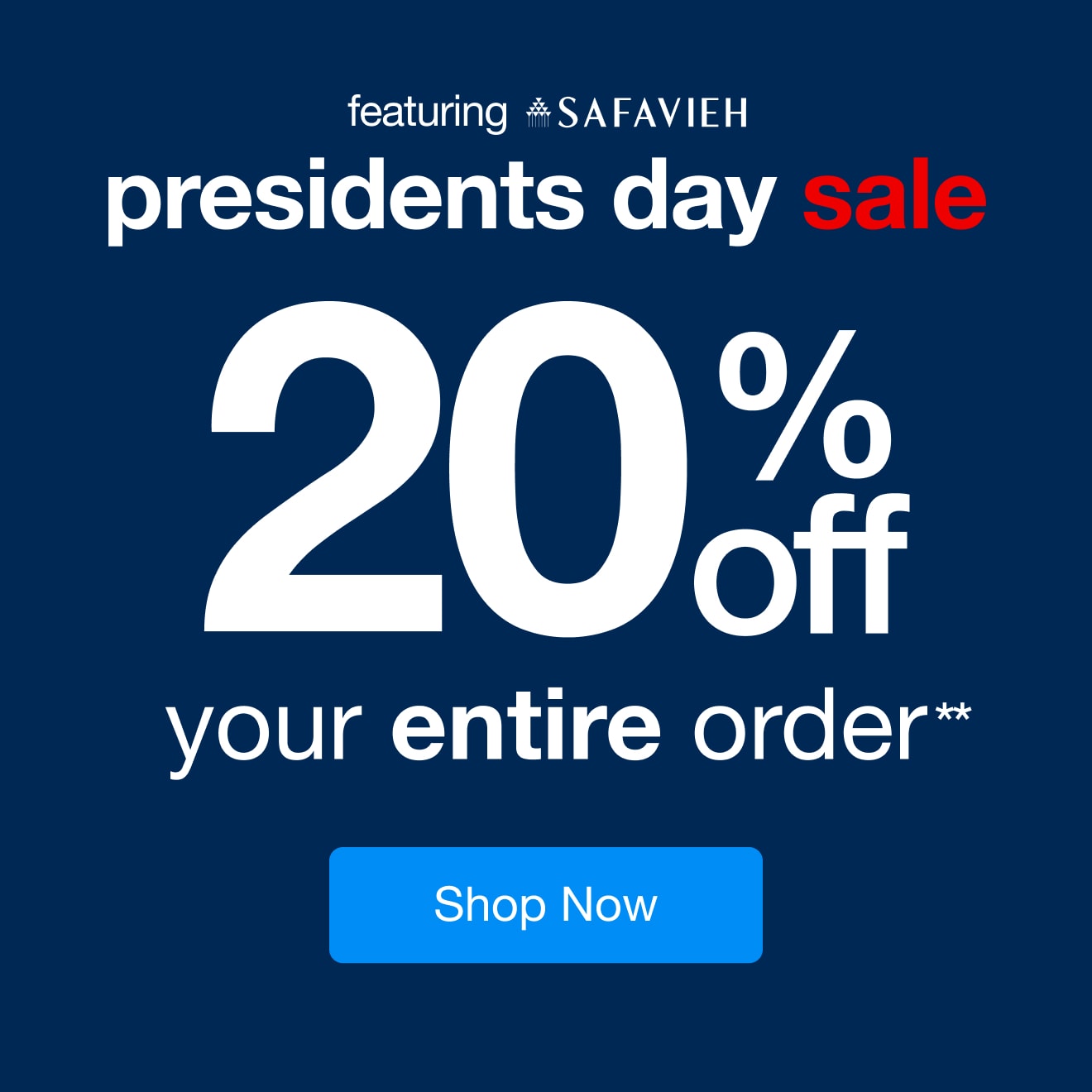 Presidents Day Sale 20% Off** Your Entire Order