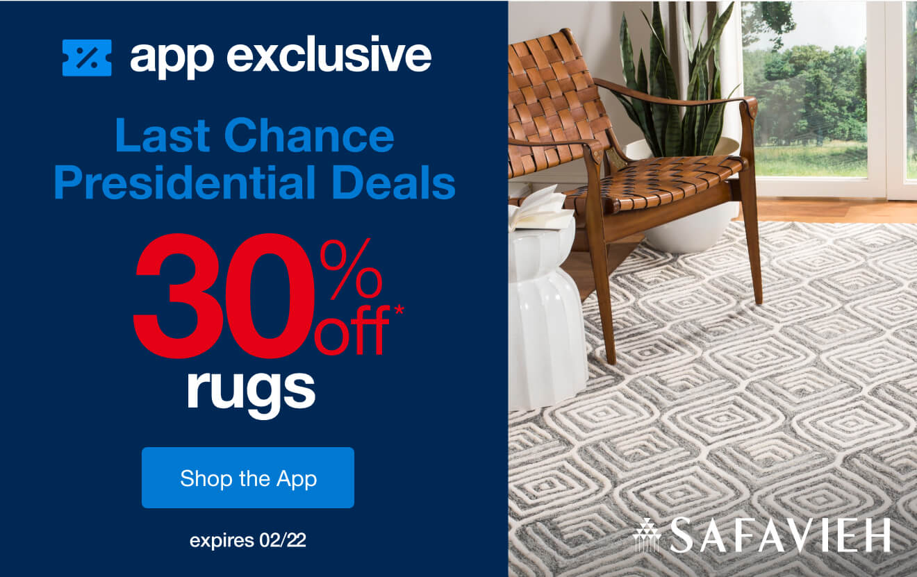 App-Only 30% Off* Rugs Featuring Safavieh