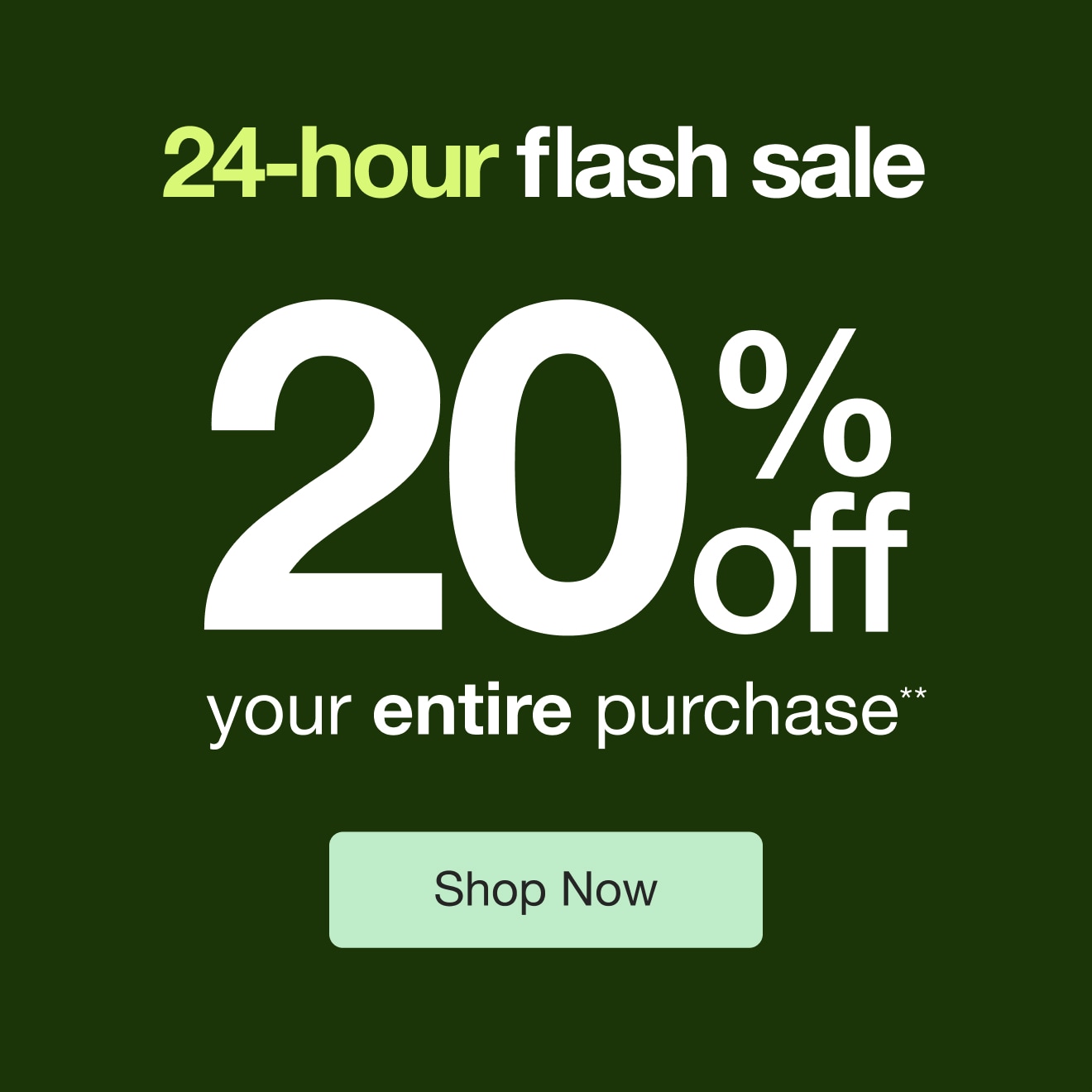 20% Off Your Entire Order - Shop Now!