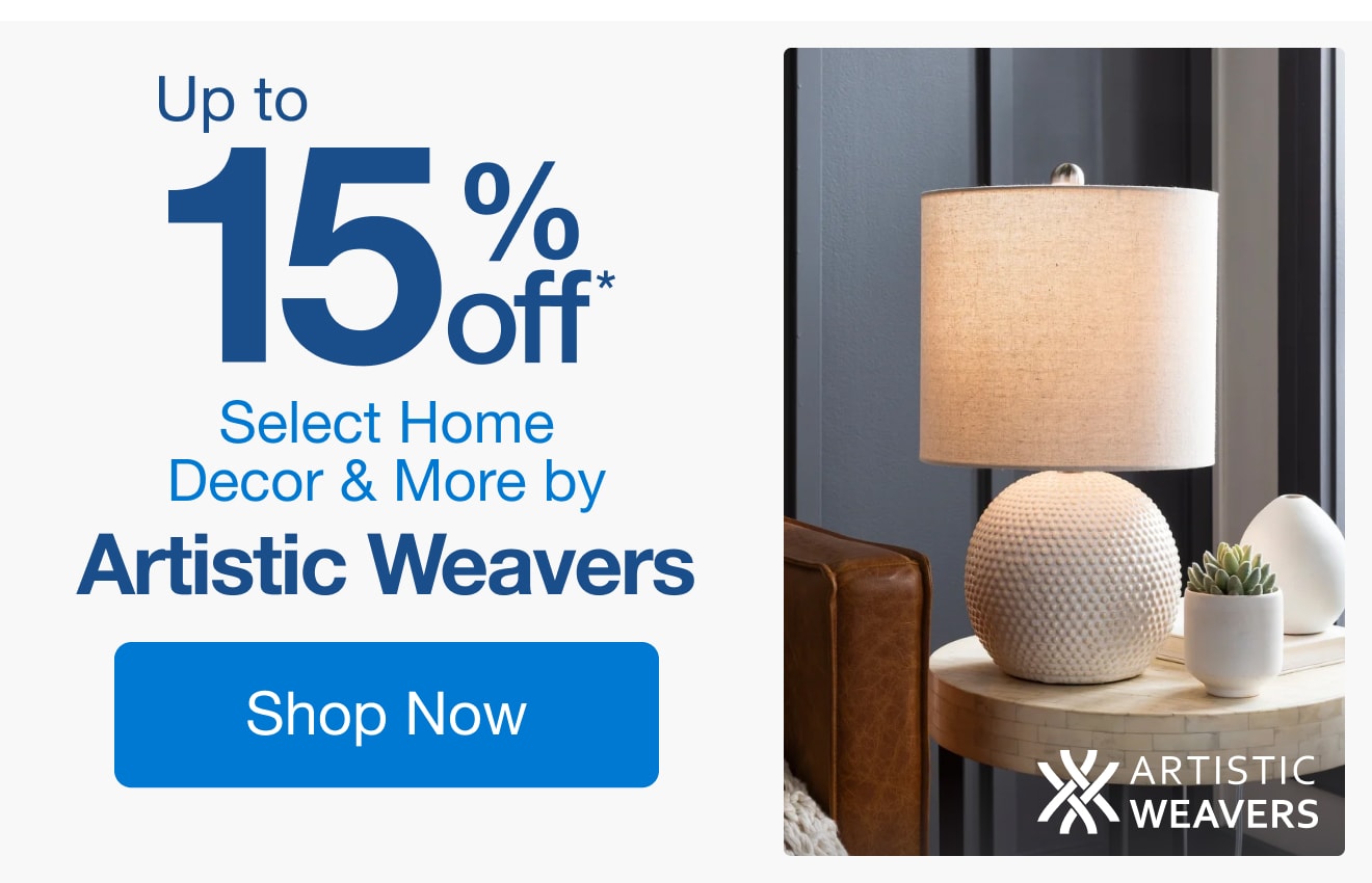 Up to 15% Off Select Home Decor & More by Artistic Weavers*