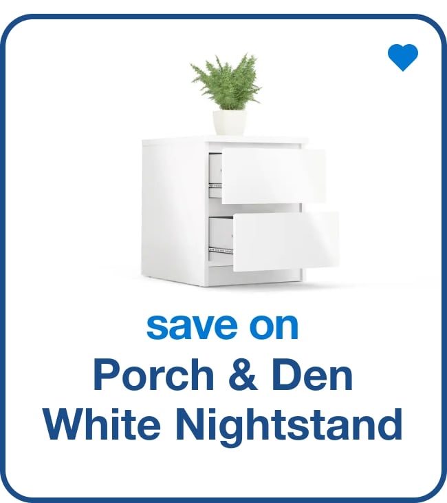 save on porch & den white nightstand