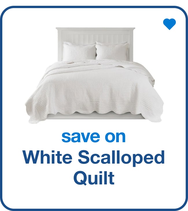 save on white scalloped quilt