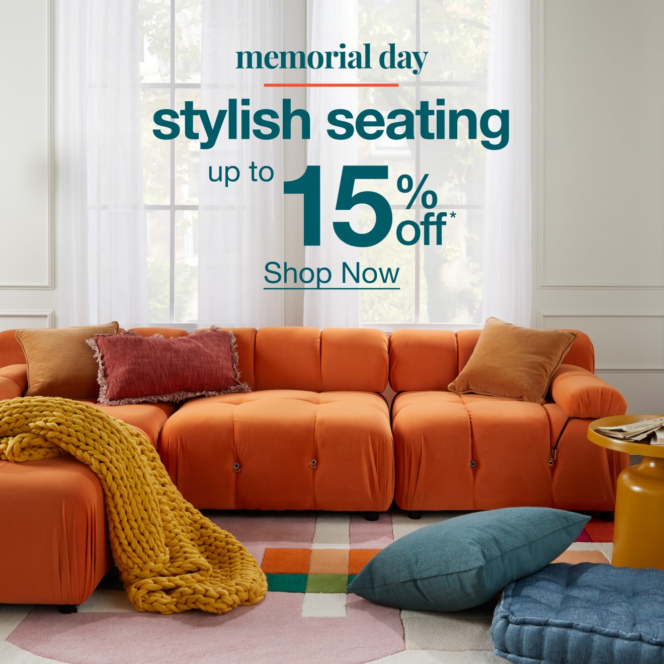 Up to 15% Off Stylish Seating at Our Memorial Day Sale