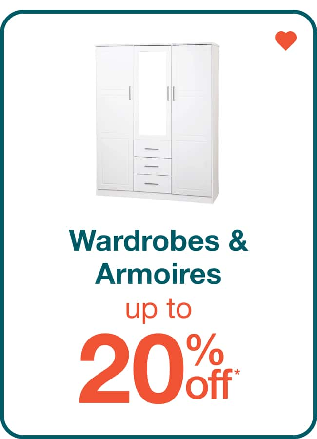 Up to 20% Off Wardrobes & Armoires