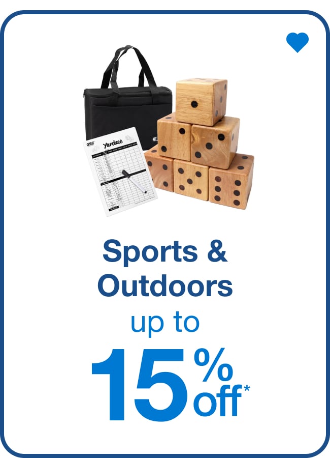 Up to 15% off Sports and Outdoors