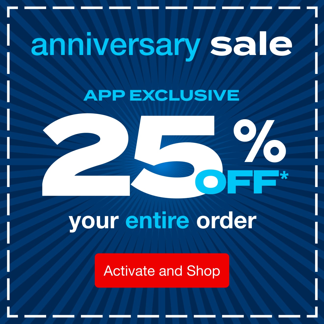 Anniversary Sale - App Exclusive 25% off - Shop Now in the app!