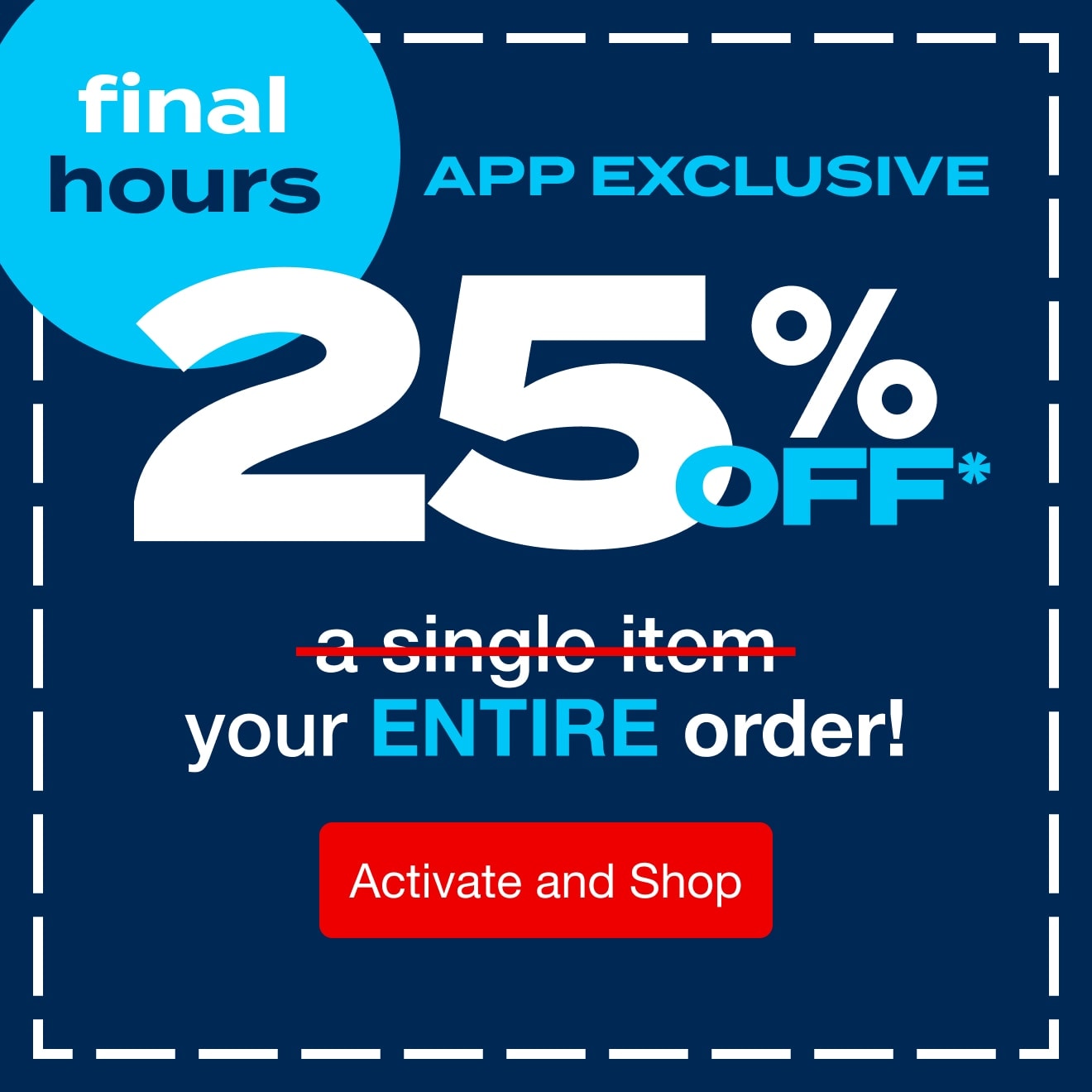 25% Off App Excl