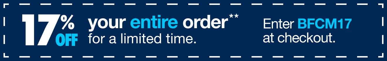 17% OFF YOUR ENTIRE ORDER for a limited time. Enter 