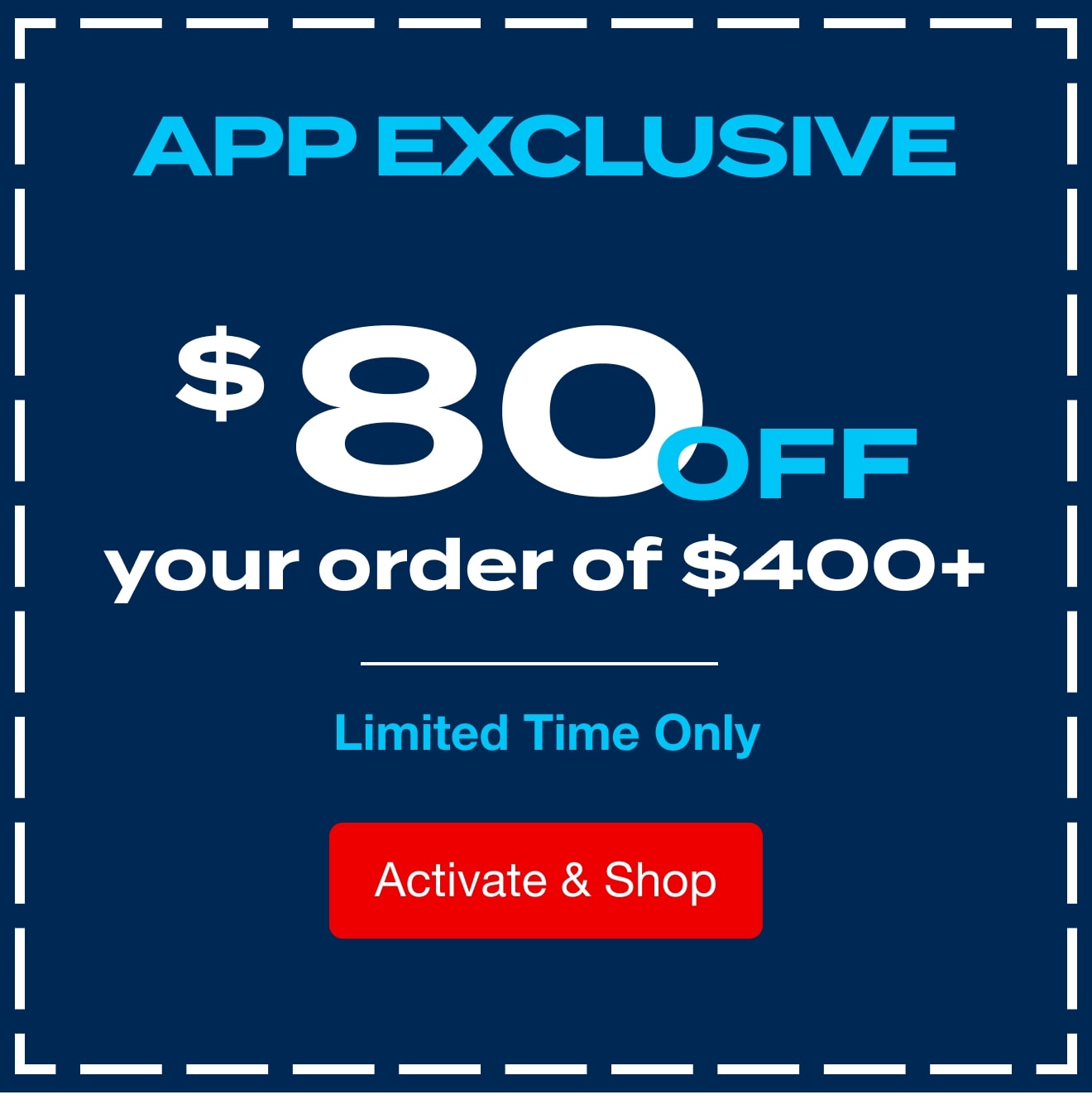 Last Call - $80 Off $400 App Exclusive