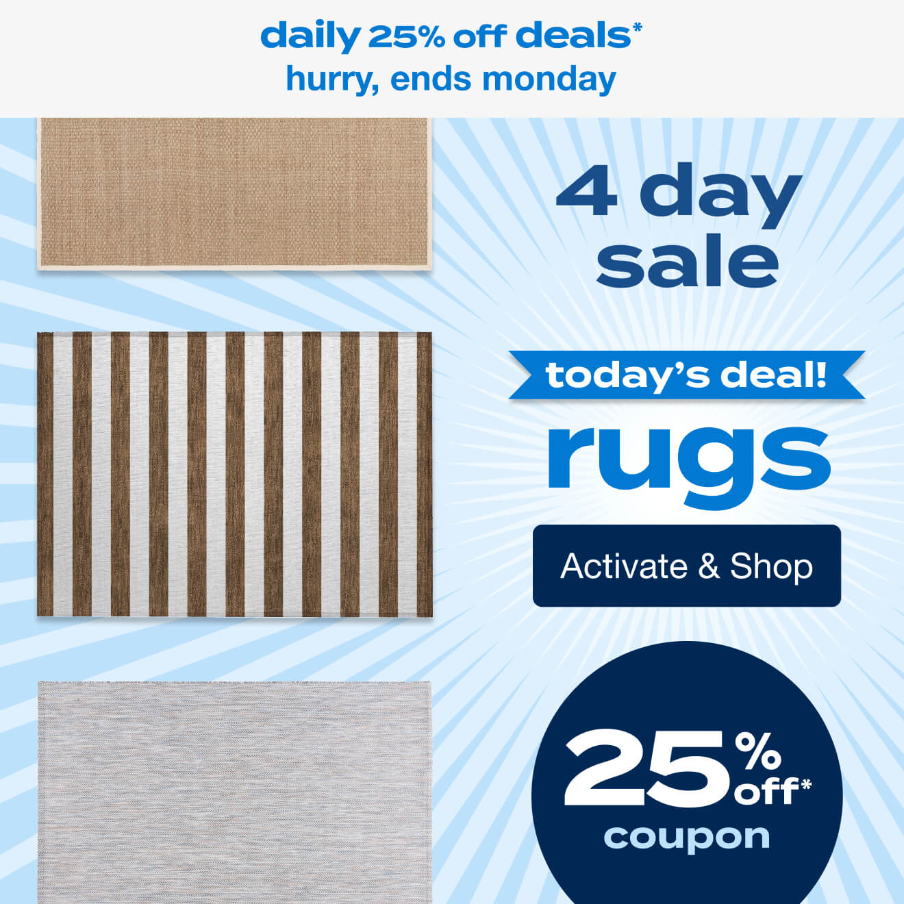 TODAY - 25% off Rugs