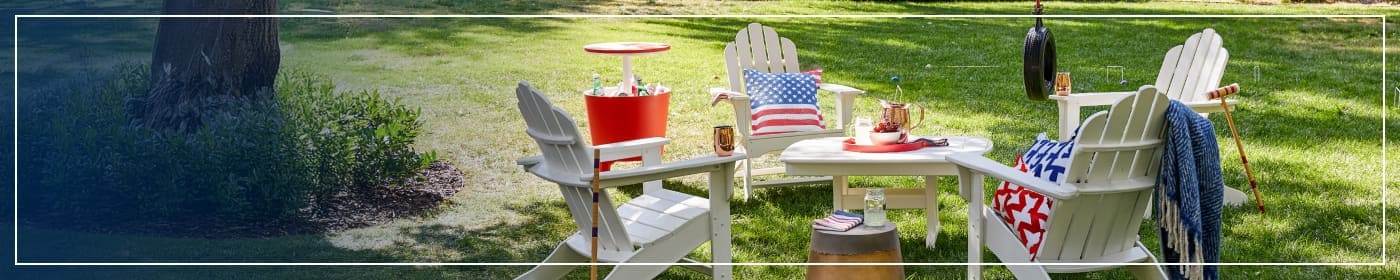 star-spangled patio space. Shop Outdoor.