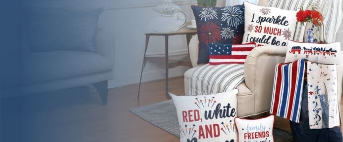 red, white & comfy. Shop Throw Pillows.
