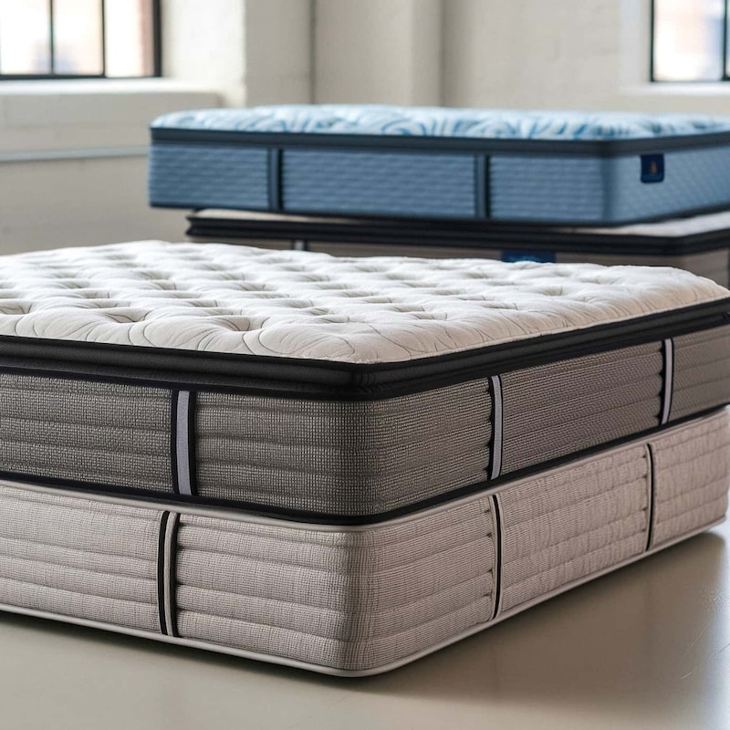 A stack of mattresses in multiple sizes on the floor