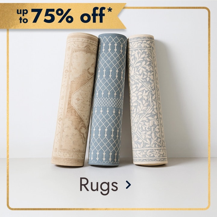 up to 75% off* Rugs.
