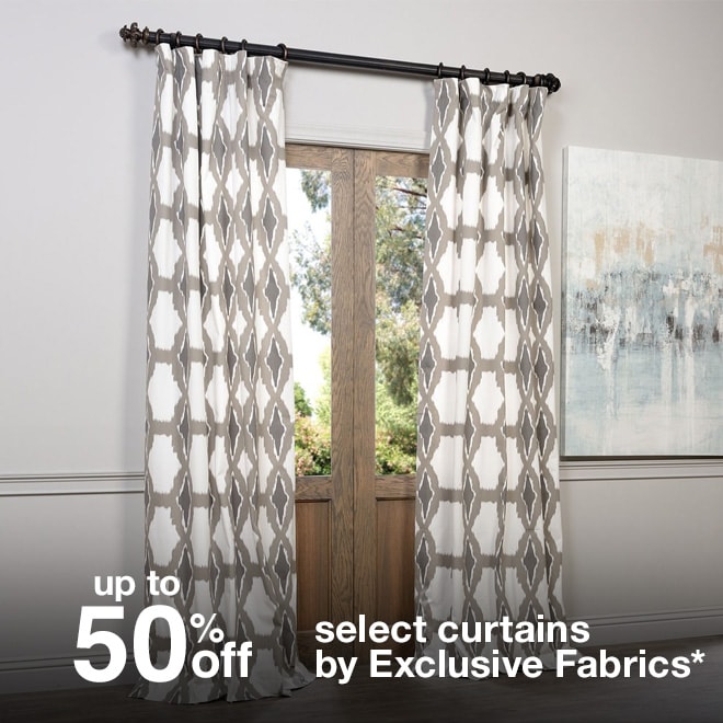 Up to 50% off Select Curtians by Exclusive Fabrics*