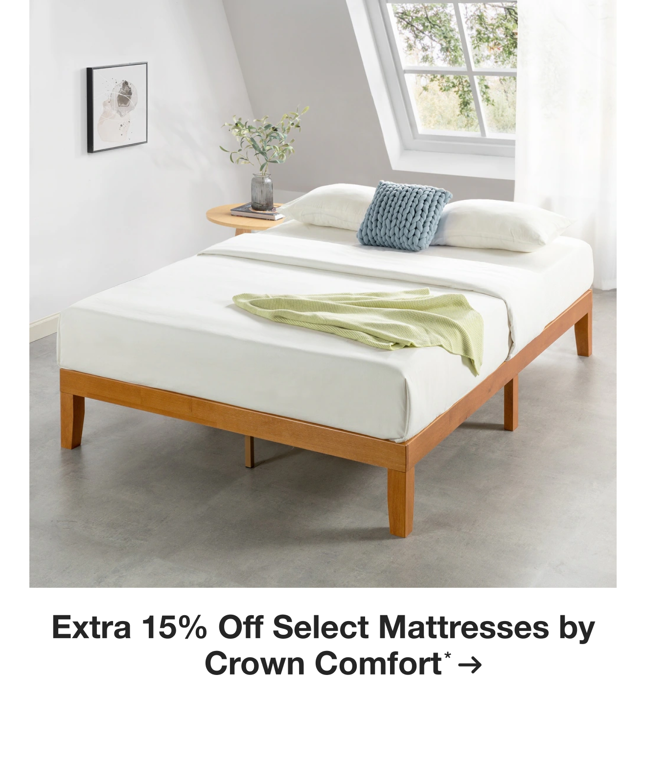 Extra 15% off Select Mattresses by Crown Comfort*