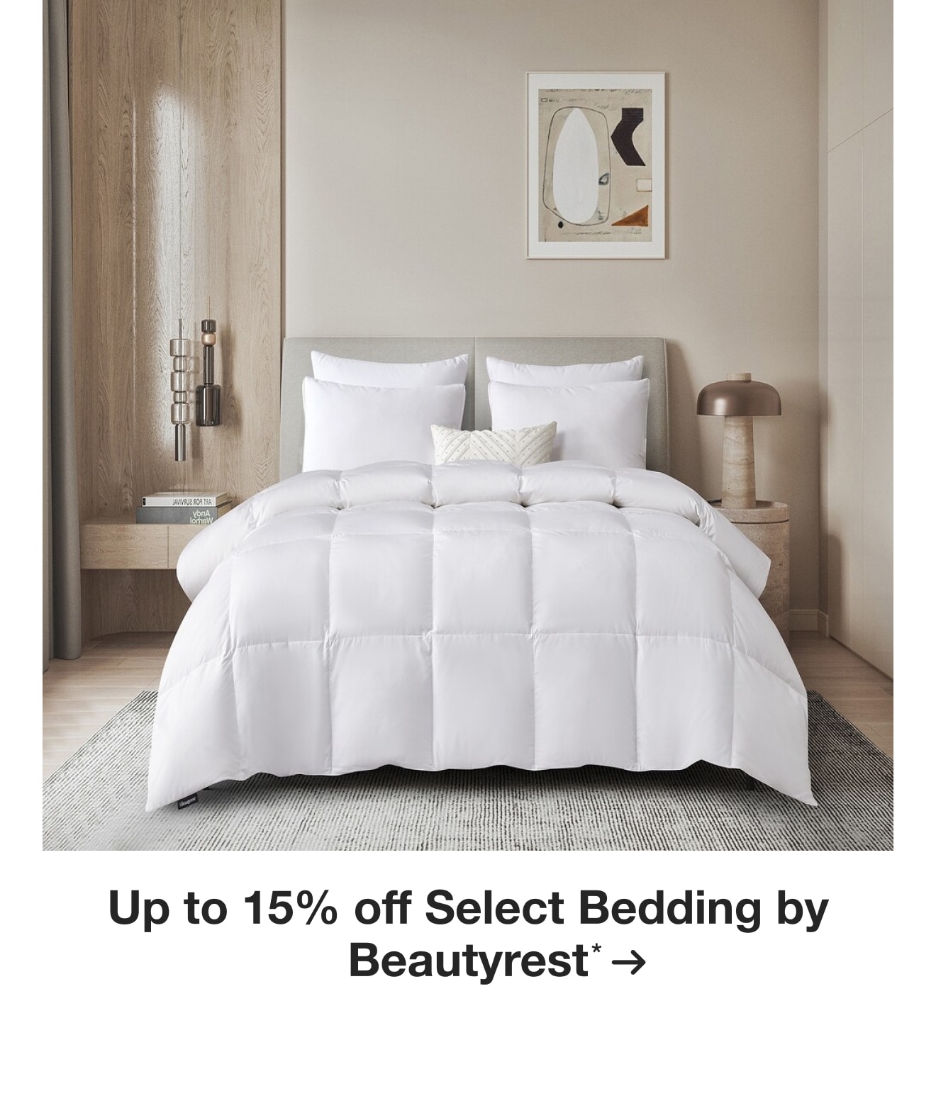 up to 15% off Select Bedding by Beautyrest*