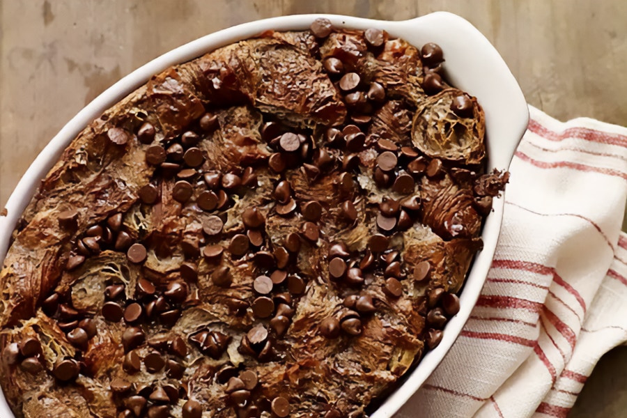 Chocolate Croissant Bread Pudding