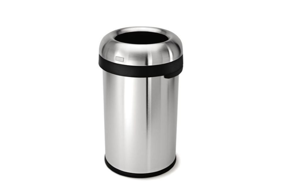 Silver trash can