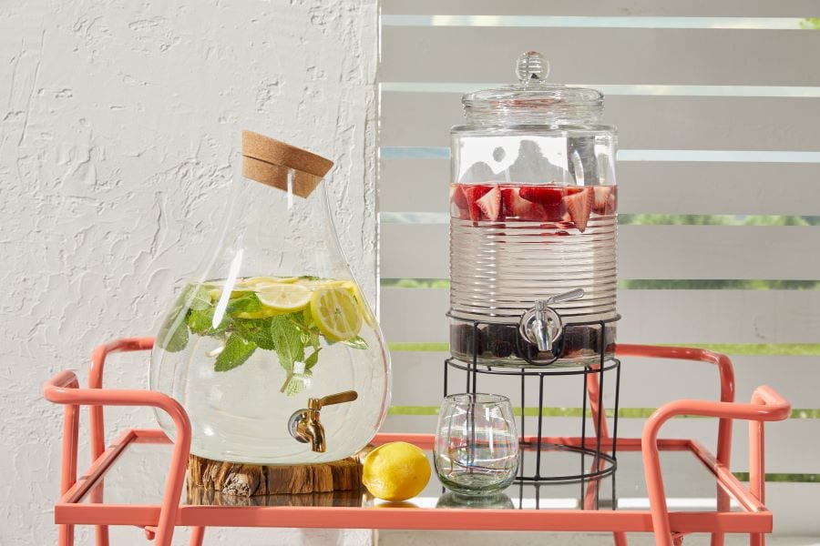 Drink dispensers on a cart