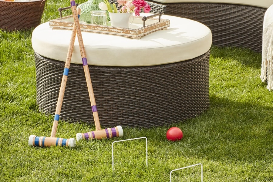 Croquet Mallets Near Hot Tub
