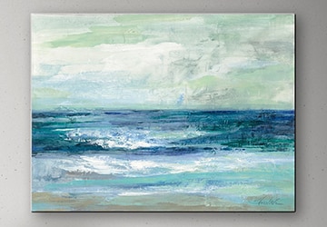 Wall art depicting a stormy ocean