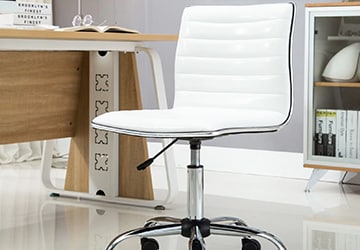 Rolling office chair with a padded seat and an adjustable height base