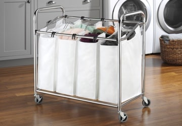 Laundry hamper with rolling wheels