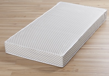 Crib mattress with a gray lattice pattern