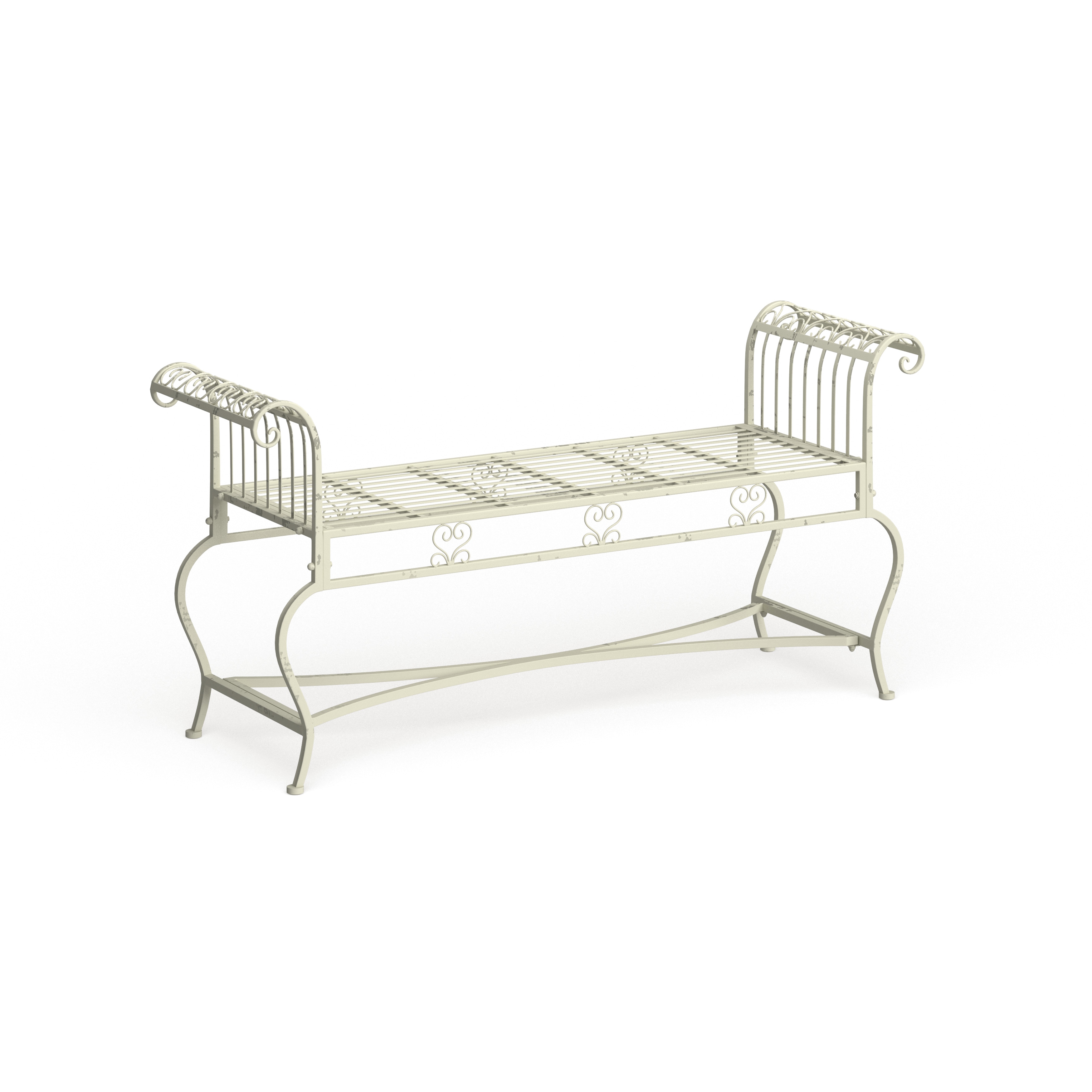 SAFAVIEH Outdoor Living Brielle Victorian Iron 52-inch Bench. - 52