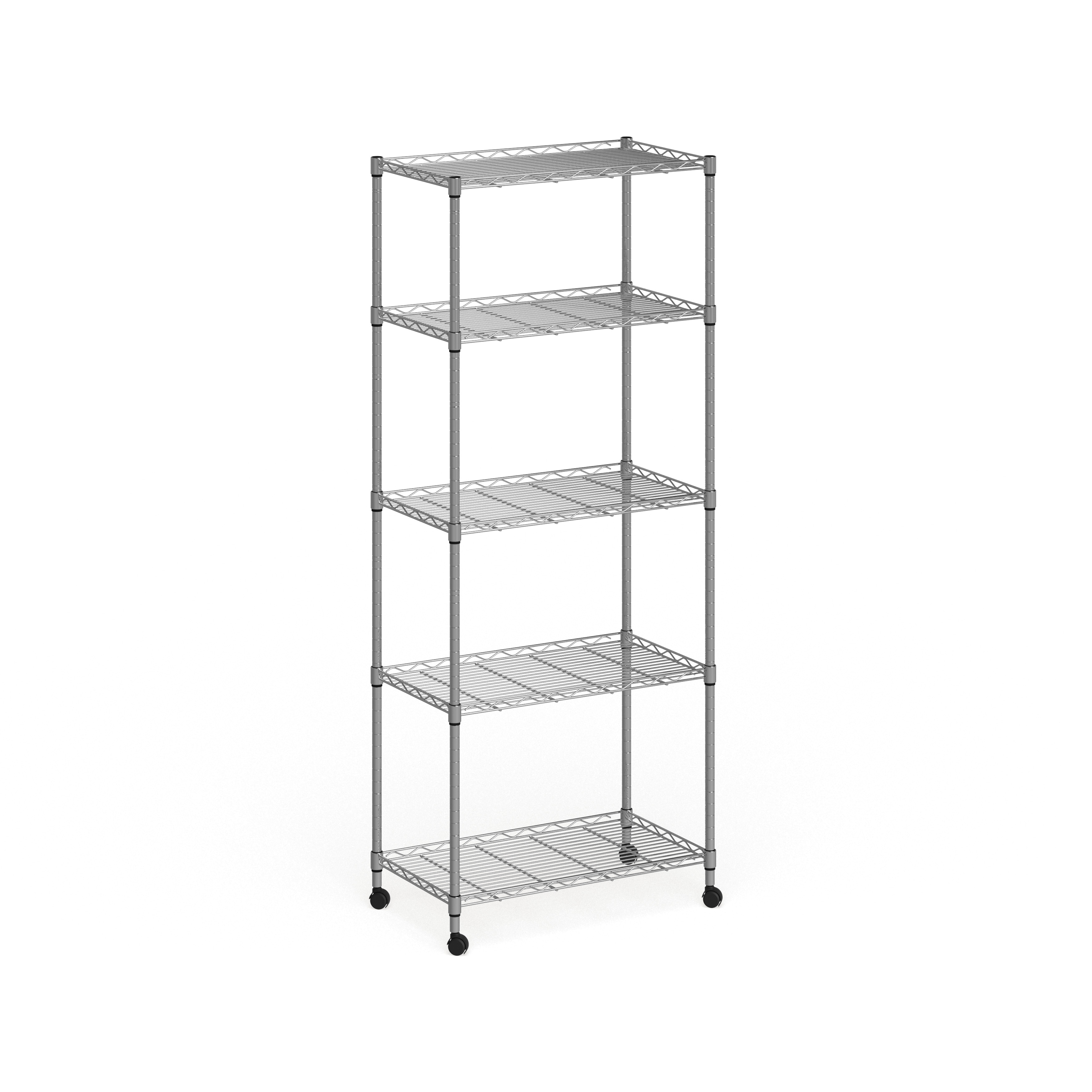 Mind Reader Alloy Collection Metal Adjustable 4 Tier Industrial Storage  Shelves with Wheels 49 12 H x 13 12 W x 23 14 L Silver - Office Depot