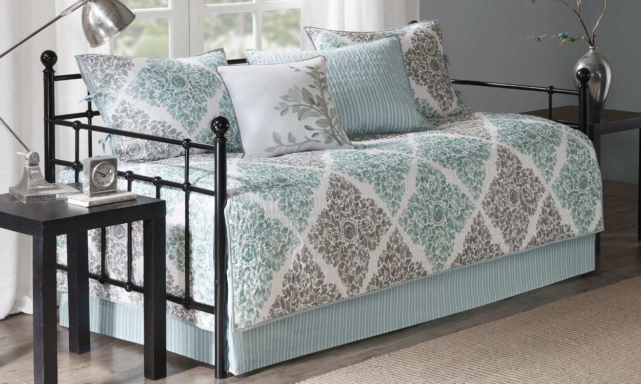 Green and blue daybed bedding
