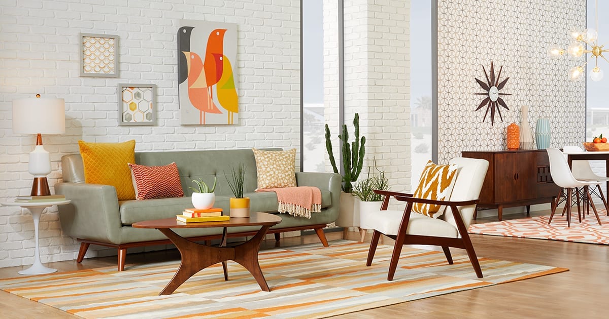Colorful Mid Century Apartment Living Room