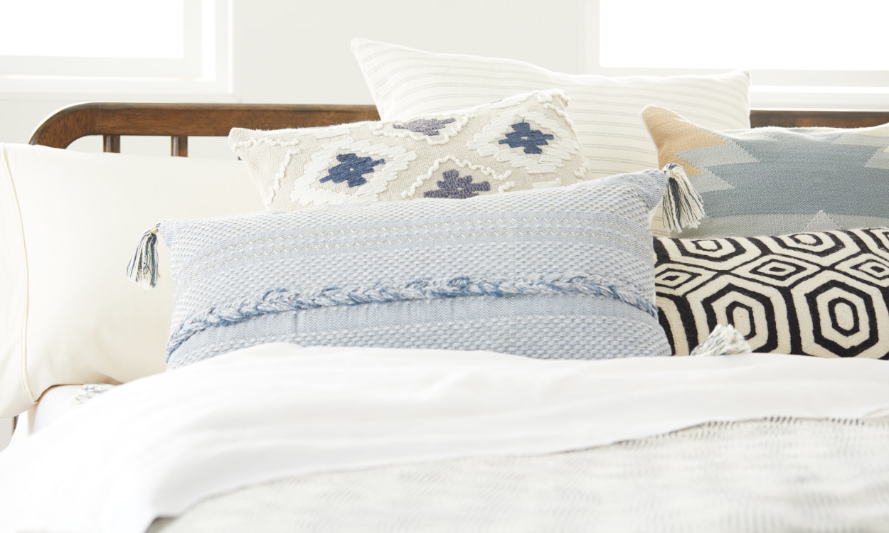 Cotton pillowcases and shams for a summer bed